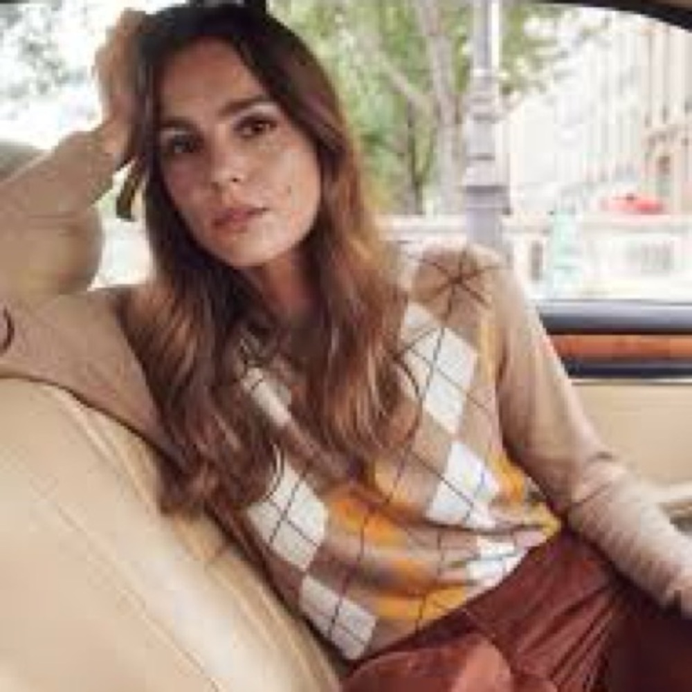 Sézane merino wool argyle sweater